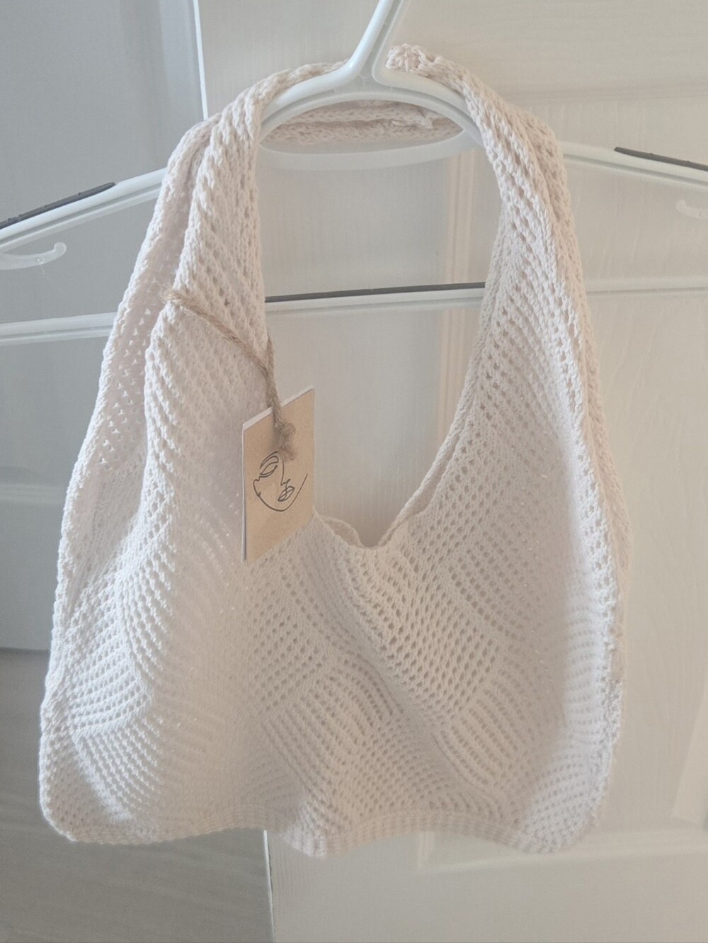 NWT Handmade Crochet Knit Hobo Bag | Cream Slouchy Beach Tote